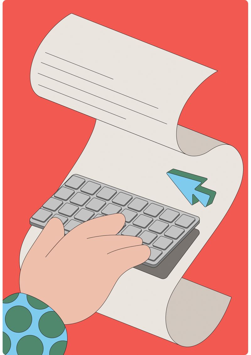 Illustration of a hand on a keyboard